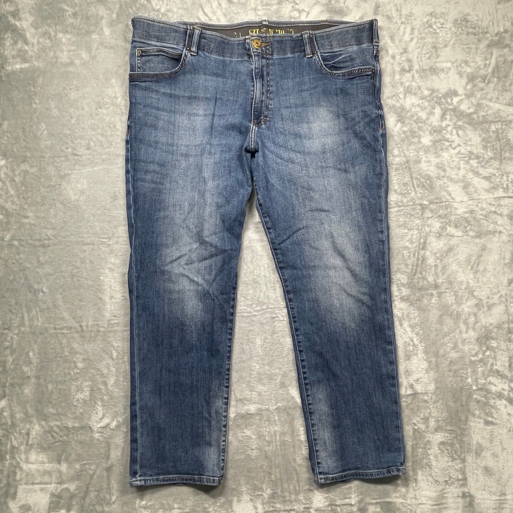 Lee Extreme Motion Jeans Mens 42x30 Blue Straight Leg Stretch Regular Fit Denim
